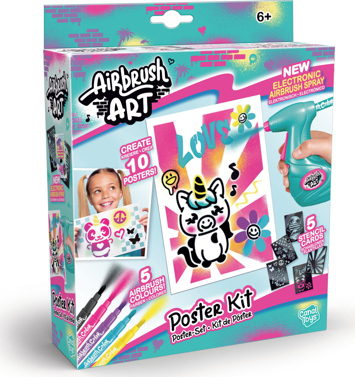 Airbrush Art - Lav Selv Mini Plakat Sæt - 21 Dele