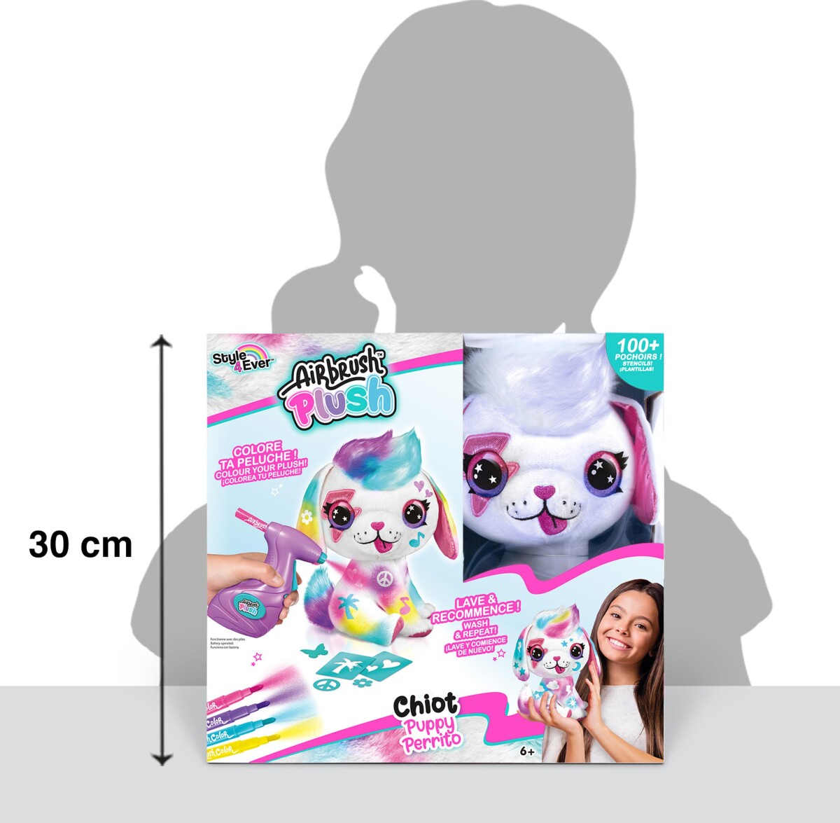 Airbrush Plush - Hunde Bamse - Med 4 Farver Og Skabeloner