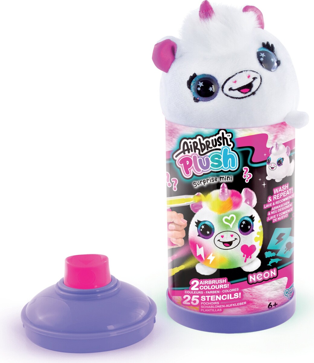 Airbrush Plush - Bamse - Neon Mini Mystery - Diy Sæt - 29 Dele