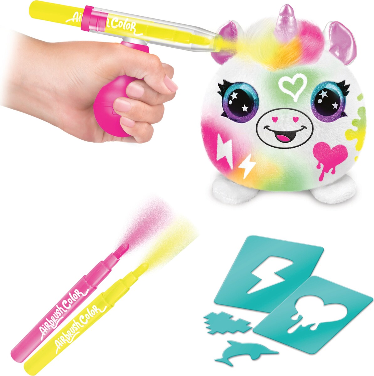 Airbrush Plush - Bamse - Neon Mini Mystery - Diy Sæt - 29 Dele