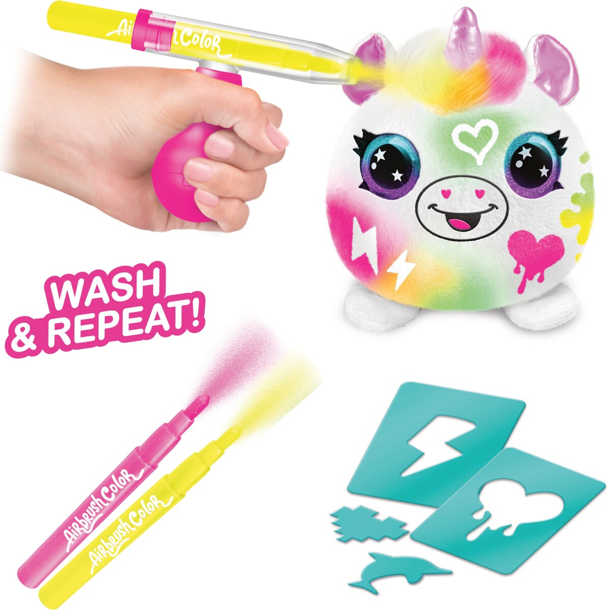 Airbrush Plush - Bamse - Neon Mini Mystery - Diy Sæt - 29 Dele
