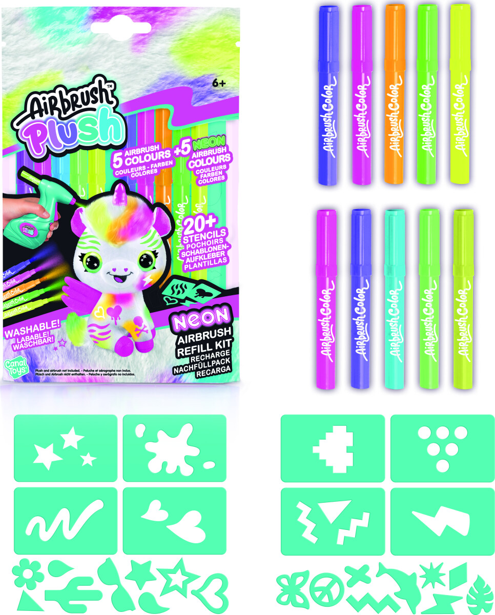 Airbrush Plush - Refill Neon Kit Med 10 Markører