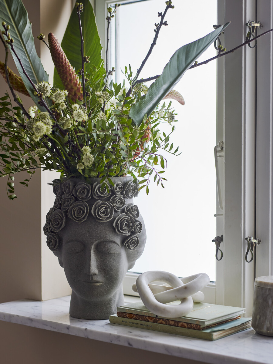 Bloomingville - Akira Vase - Grå - Stentøj - H 30 Cm