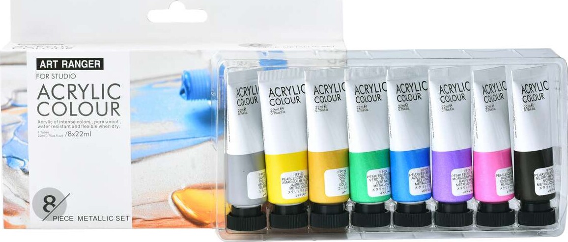 Akrylmaling Sæt - Metallic - Art Ranger - 8X22 Ml