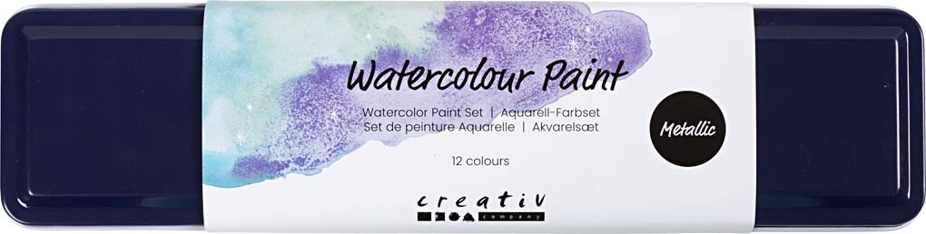 Akvarelfarve Sæt - 12 Metallicfarver - Colortime