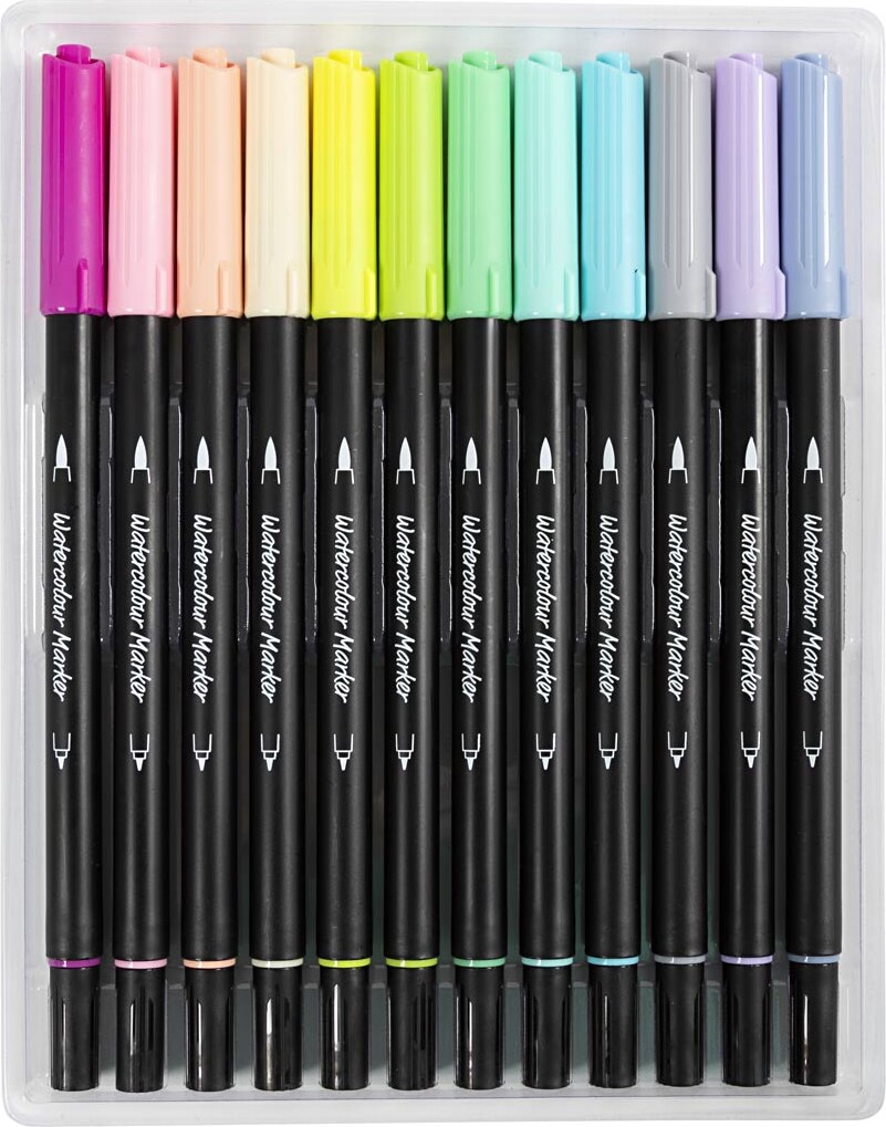 Akvareltusch - Pastel - Tykkelse 2 4-8 - Assorterede Farver