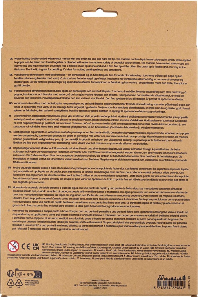 Akvareltusch - Pastel - Tykkelse 2 4-8 - Assorterede Farver