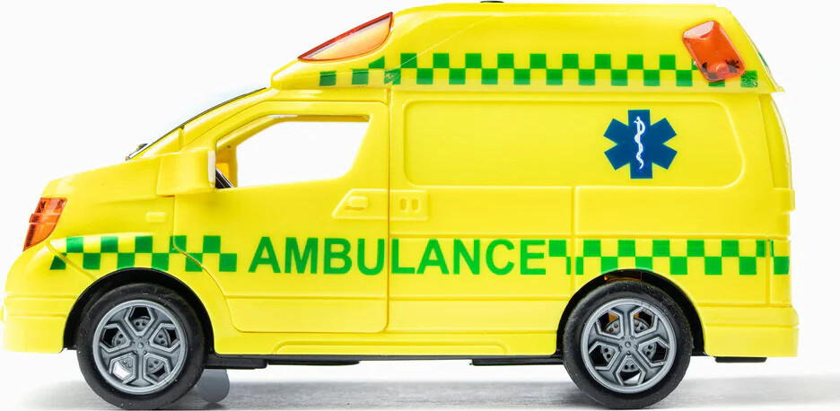 Legetøjs Ambulance Med Lys Og Lyd - Pull-Back - Gul