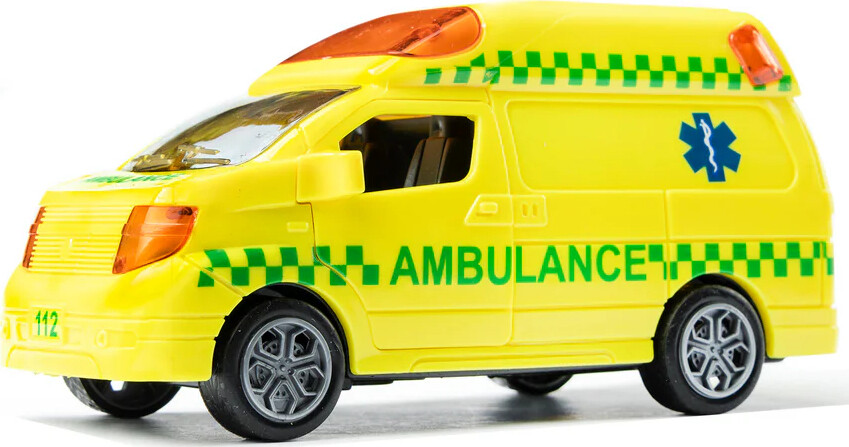 Legetøjs Ambulance Med Lys Og Lyd - Pull-Back - Gul