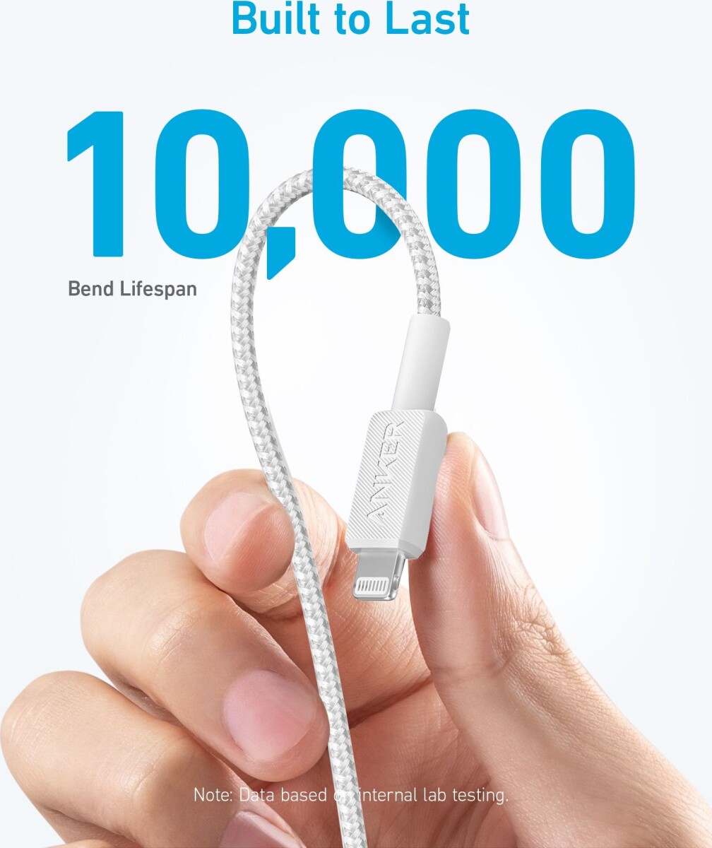 Anker - 322 Usb-C To Lightning Cable 3Ft Braided - White