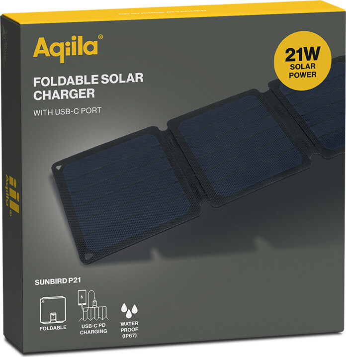 Aqiila - Sunbird P21 - Foldable Solar Charger With Usb-C Port
