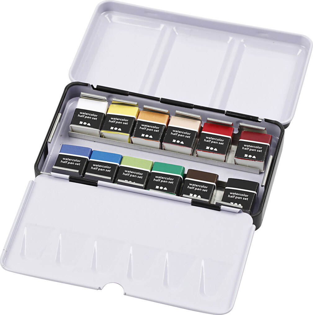 Art Aqua Akvarelfarver - -Pan - Str 10X15X20 Mm - Standardfarver - 12 Frv