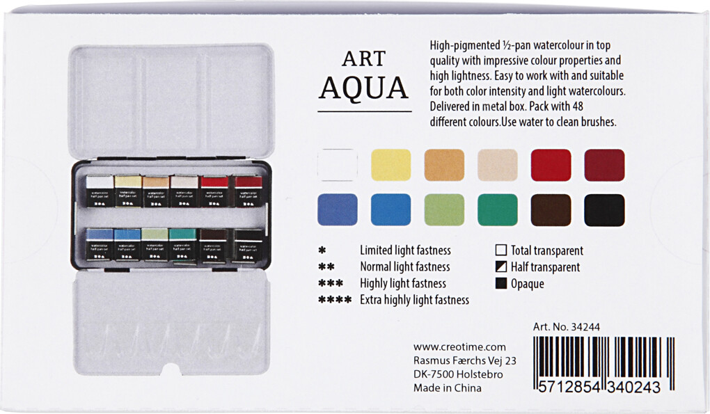 Art Aqua Akvarelfarver - -Pan - Str 10X15X20 Mm - Standardfarver - 12 Frv