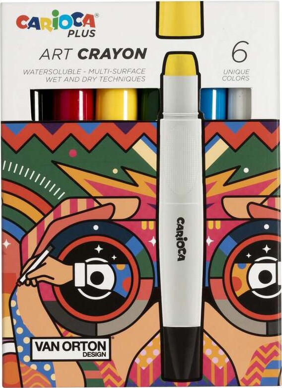 Carioca Plus - Art Crayon - Fedtfarver - Vandopløselige - 6 Farver