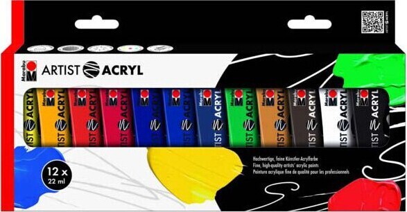 Akrylmaling Sæt - Marabu - 12 X 22 Ml
