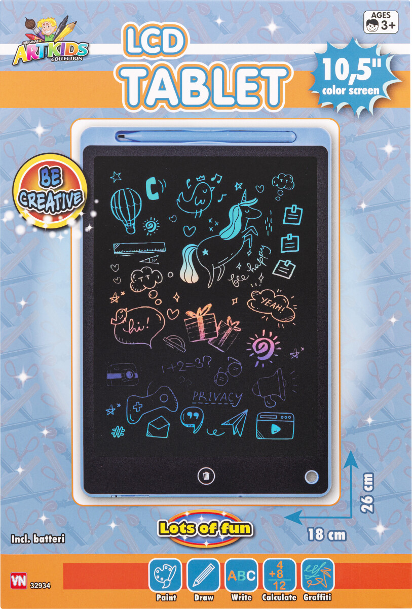 Lcd Tegne Og Skrive Tablet - 26X18Cm - Artkids