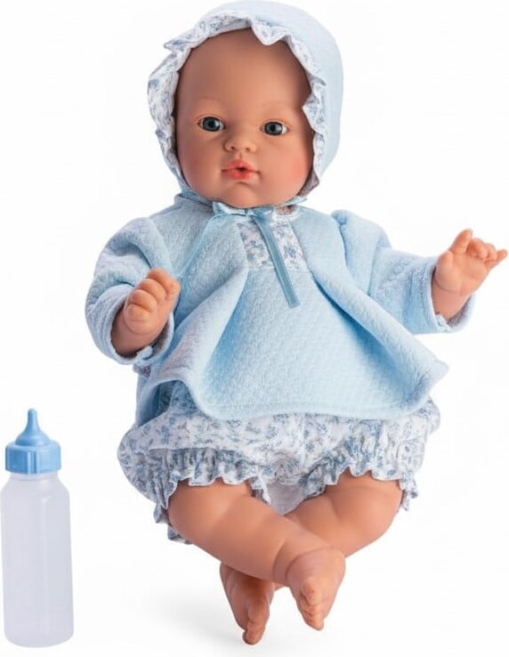 Asi - Koke Baby Dukke - Dreng - 36 Cm - Blåt Tøj Med Sutteflaske