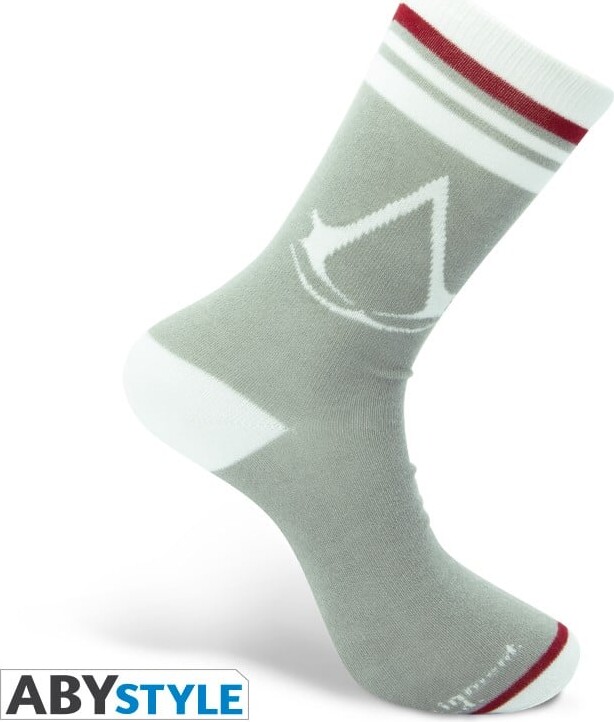 Assassin S Creed - Socks- Grey - White - Crest