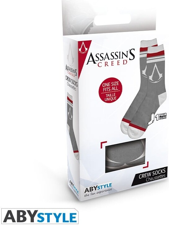 Assassin S Creed - Socks- Grey - White - Crest