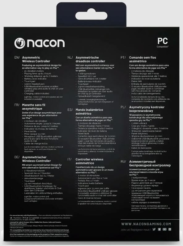 Nacon Asymetric - Trådløs Controller Til Ps4 - Sort