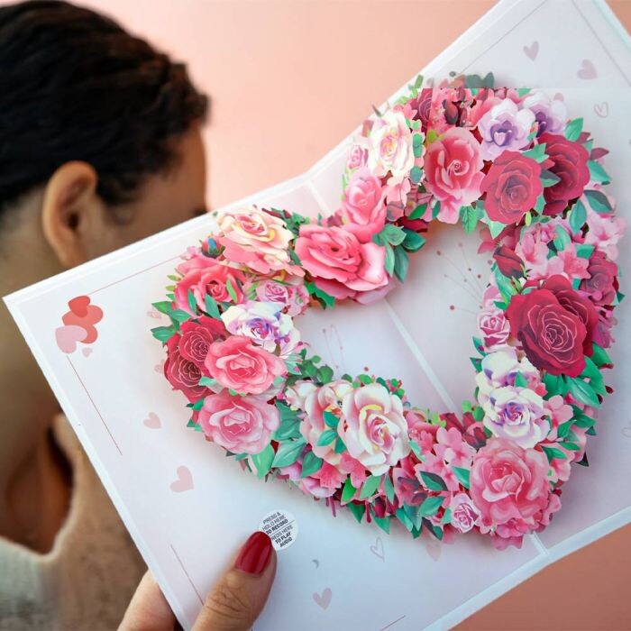 Indspilningsbart Kort Med Kuvert - Hjerte Med Blomster - Mikamax