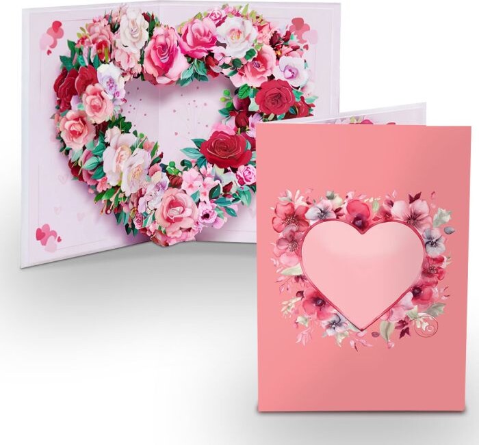 Indspilningsbart Kort Med Kuvert - Hjerte Med Blomster - Mikamax