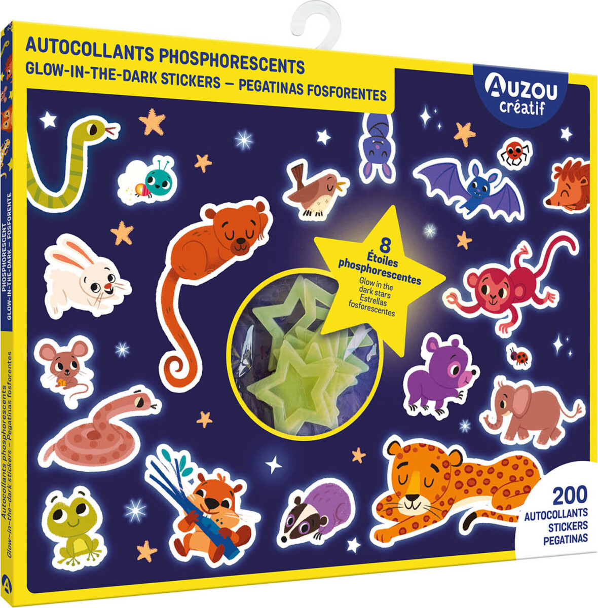 Auzou - Aktivitetssæt - Klistermærker 200 Stk - Selvlysende