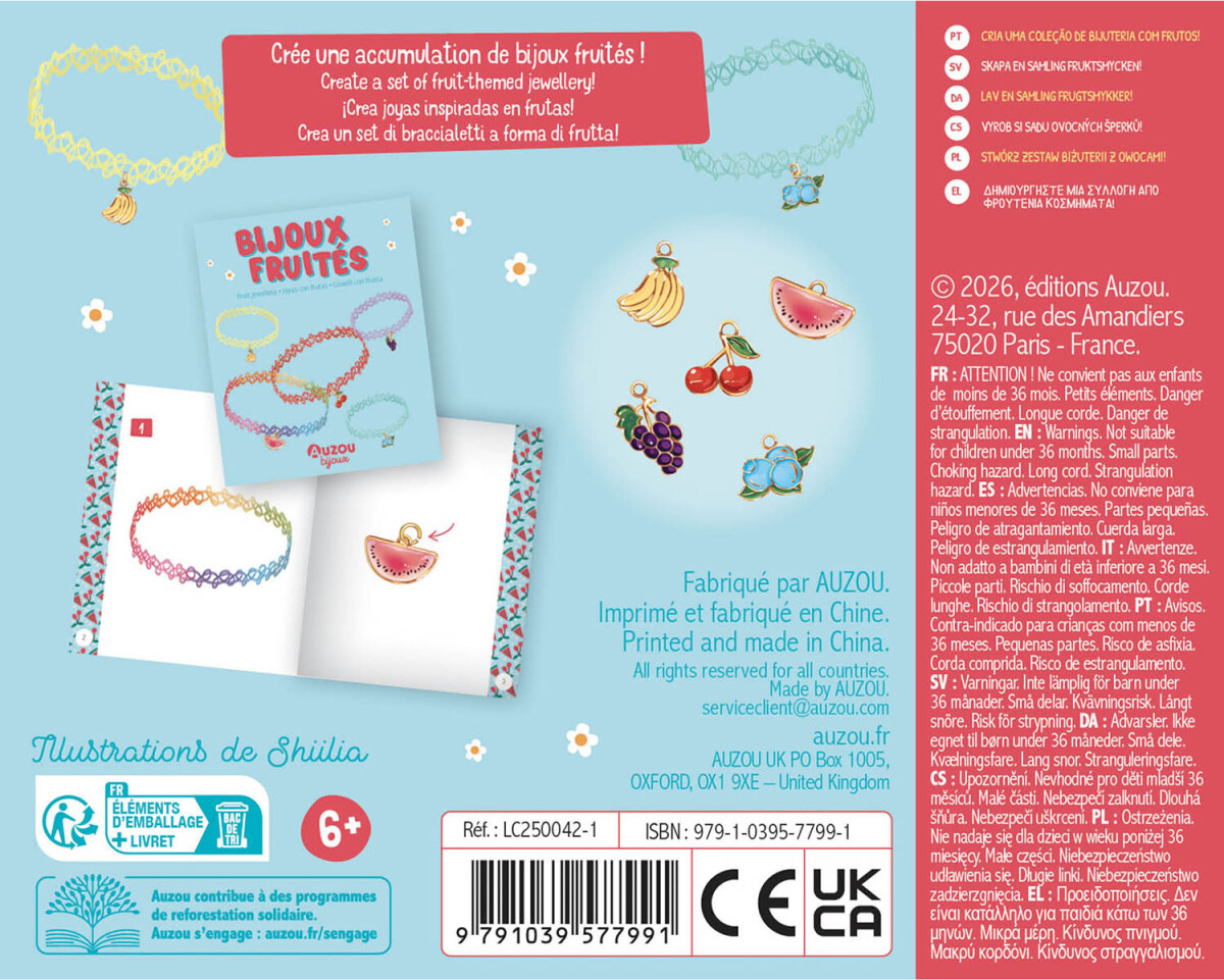 Auzou - Jewellery Factory - Armbånd Og Frugtvedhæng