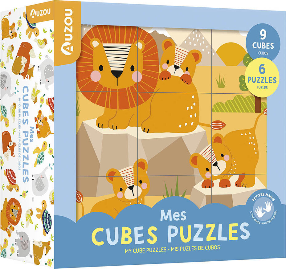 Auzou - Klodspuslespil 9 Brikker - Løver Og Andre Søde Dyr