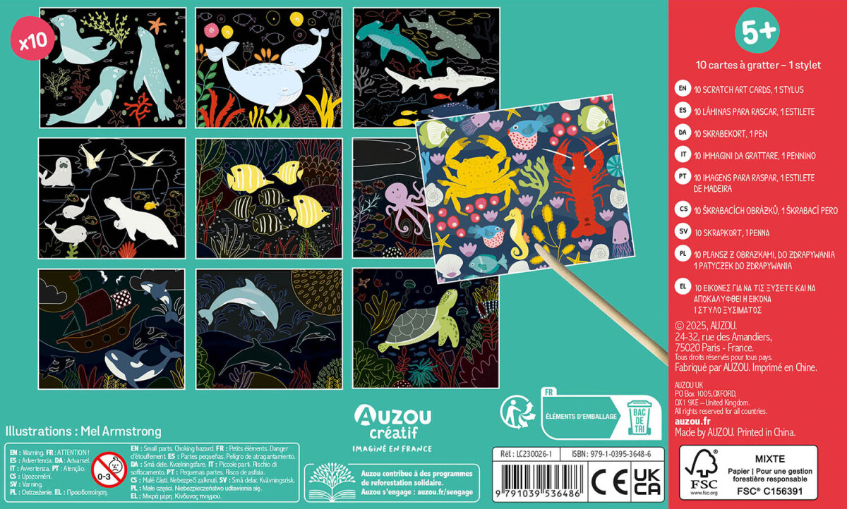 Scratch Art - Ridsekort - Havet - 10 Billeder - Auzou