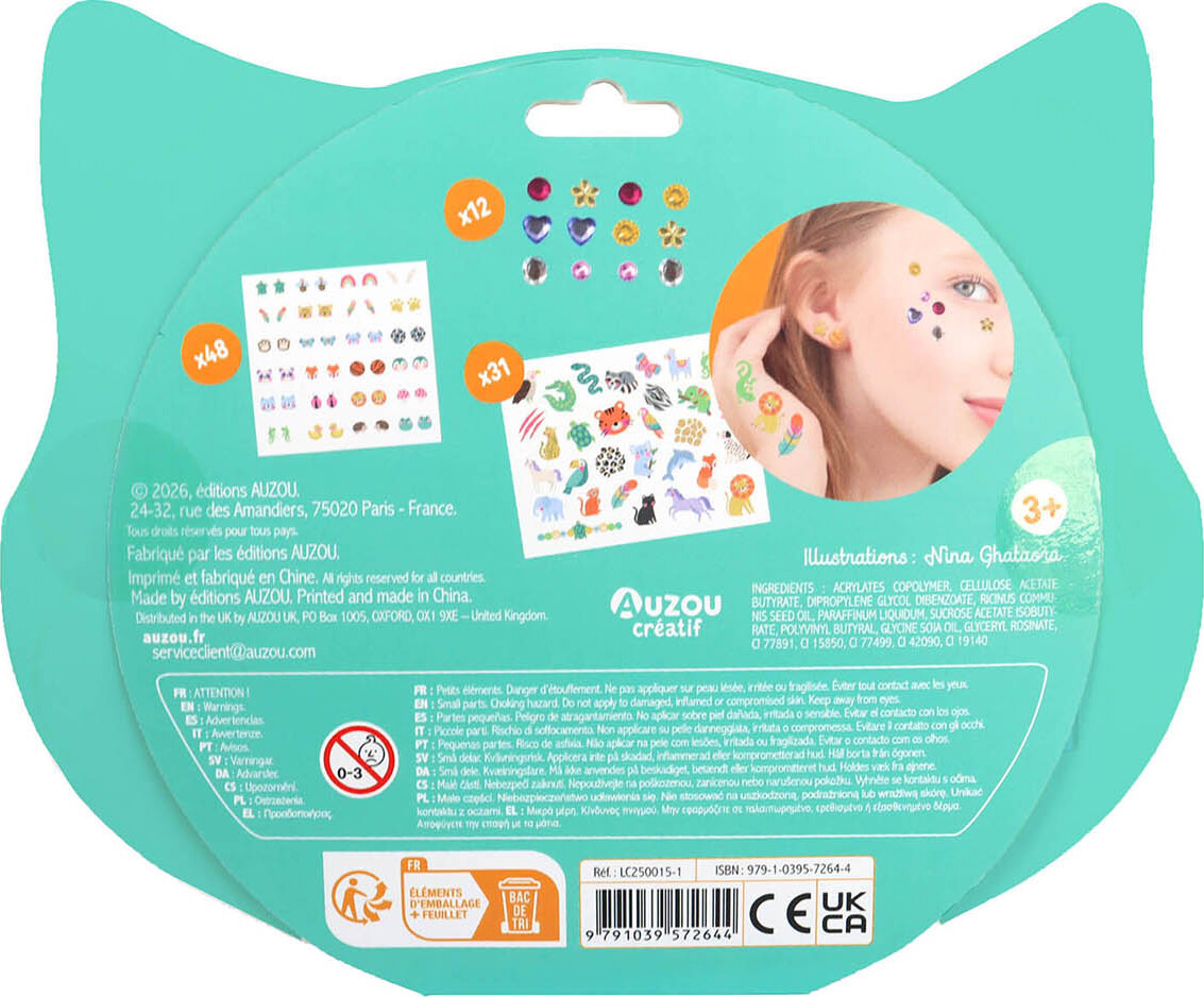 Auzou - Total Look - Tatoveringer Ørestickers Ansigtspynt - Animals