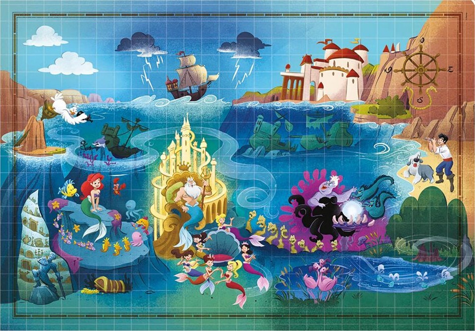 Disney Puslespil - Den Lille Havfrue - Story Maps - Clementoni - 1000