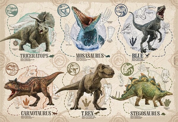 Clementoni Puslespil - Jurassic World - Super Color - 104 Brikker