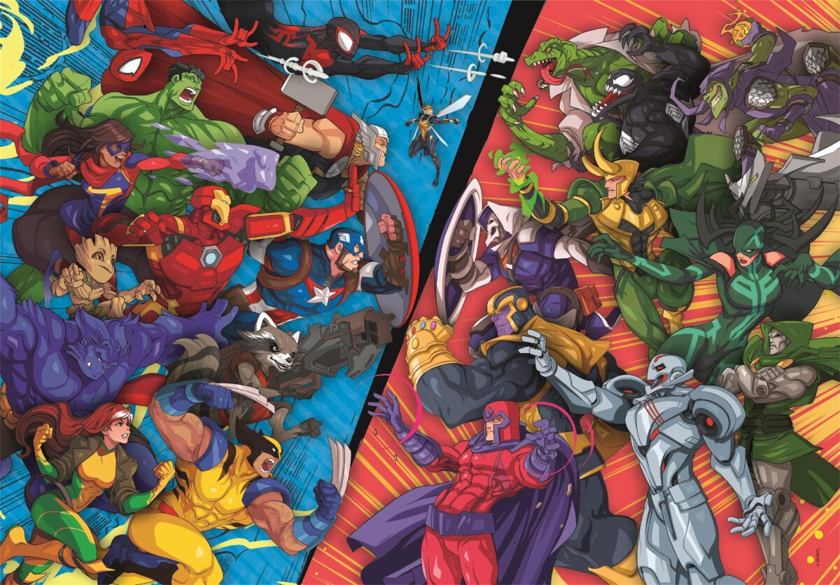 Marvel Puslespil - Heroes Vs Villains - Color - 104 Brikker - Clementoni