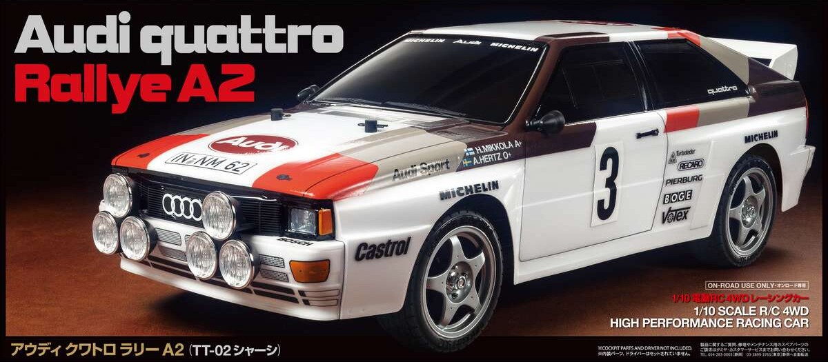 Tamiya - Audi Quattro Rallye A2 Tt-02 Rc Byggesæt - 1 10 - 58667