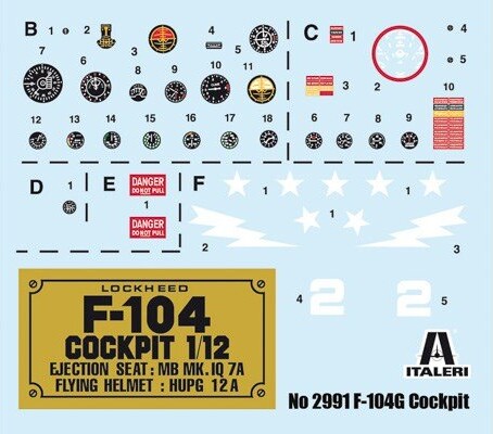Italeri - F-104G Cockpit Byggesæt - 1 12 - 2991