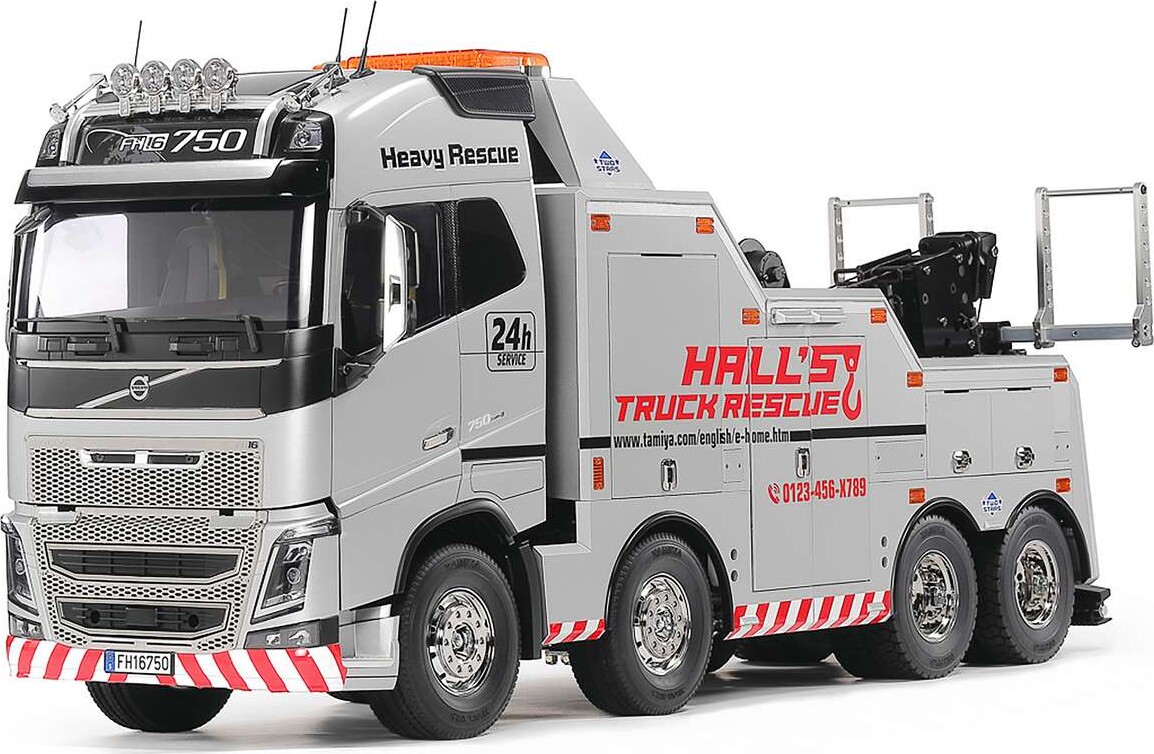 Tamiya 47528 - Rc Volvo Fh16 750 8X4 Tow Truck Silver - 1 14