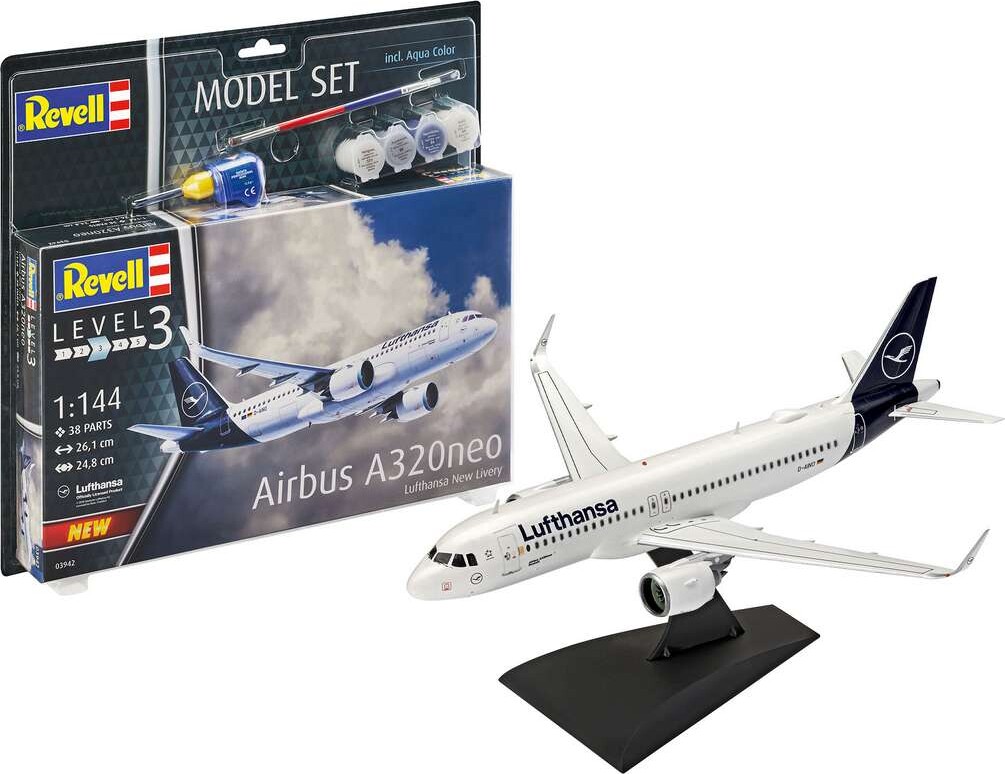 Revell - Airbus A320Neo Modelfly Byggesæt - Level 3 - 1 144 - 63942