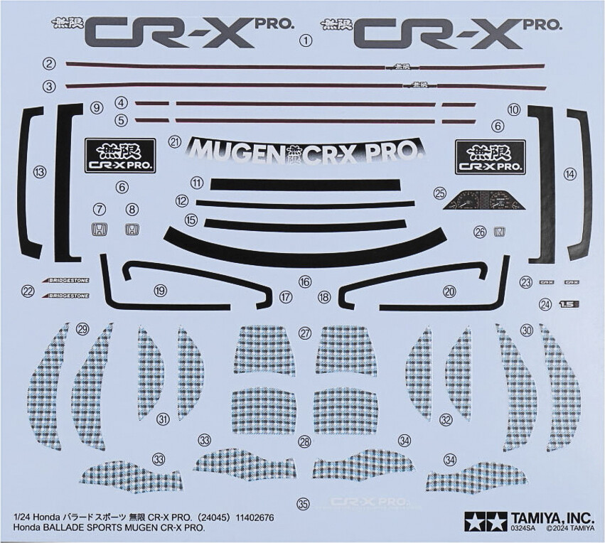 Tamiya - Honda Ballade Sports Mugen Cr-X Pro Bil Byggesæt - 1 24 - 24045