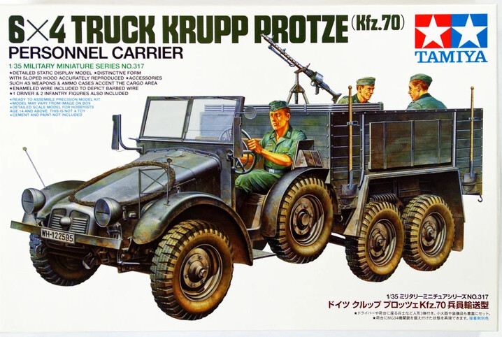 Tamiya - 6X4 Truck Krupp Protze Kfz70 Person Carrier Byggesæt - 1 35 -