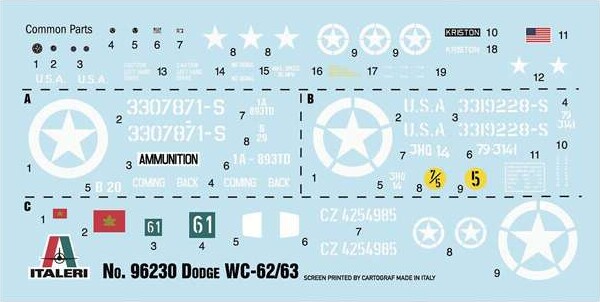 Italeri 96230 - Dodge Wc-6263 15 Ton 6X6 Truck Model - 1 35