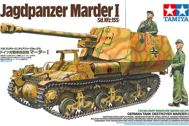 Tamiya - Destroyer Marder I Sdkfz135 Tank Byggesæt - 1 35 - 35370