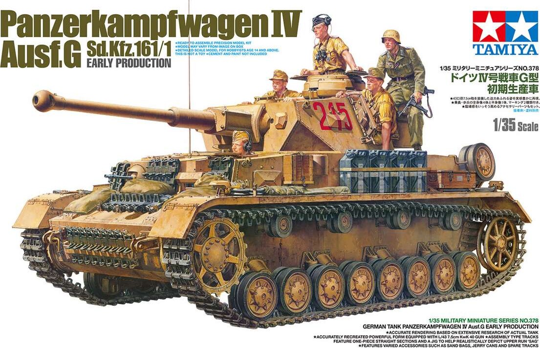 Tamiya - Panzerkampfwagen Iv Ausf G Tank Byggesæt - 1 35 - 35378