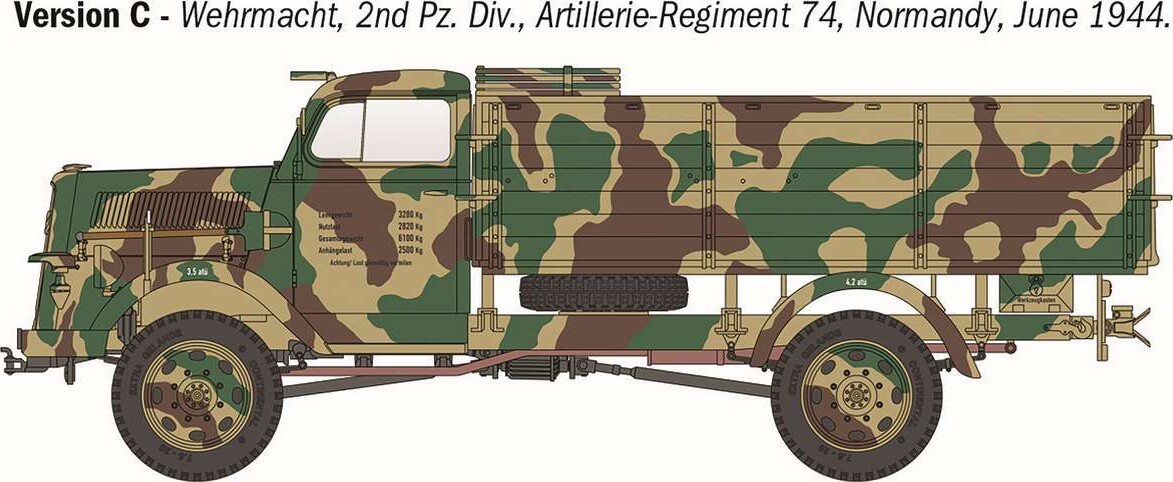 Italeri 6760 - Kfz 305 Opel Blitz Typ A 4X4 Lastbil Byggesæt - 1 35