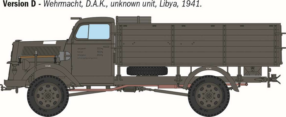 Italeri 6760 - Kfz 305 Opel Blitz Typ A 4X4 Lastbil Byggesæt - 1 35