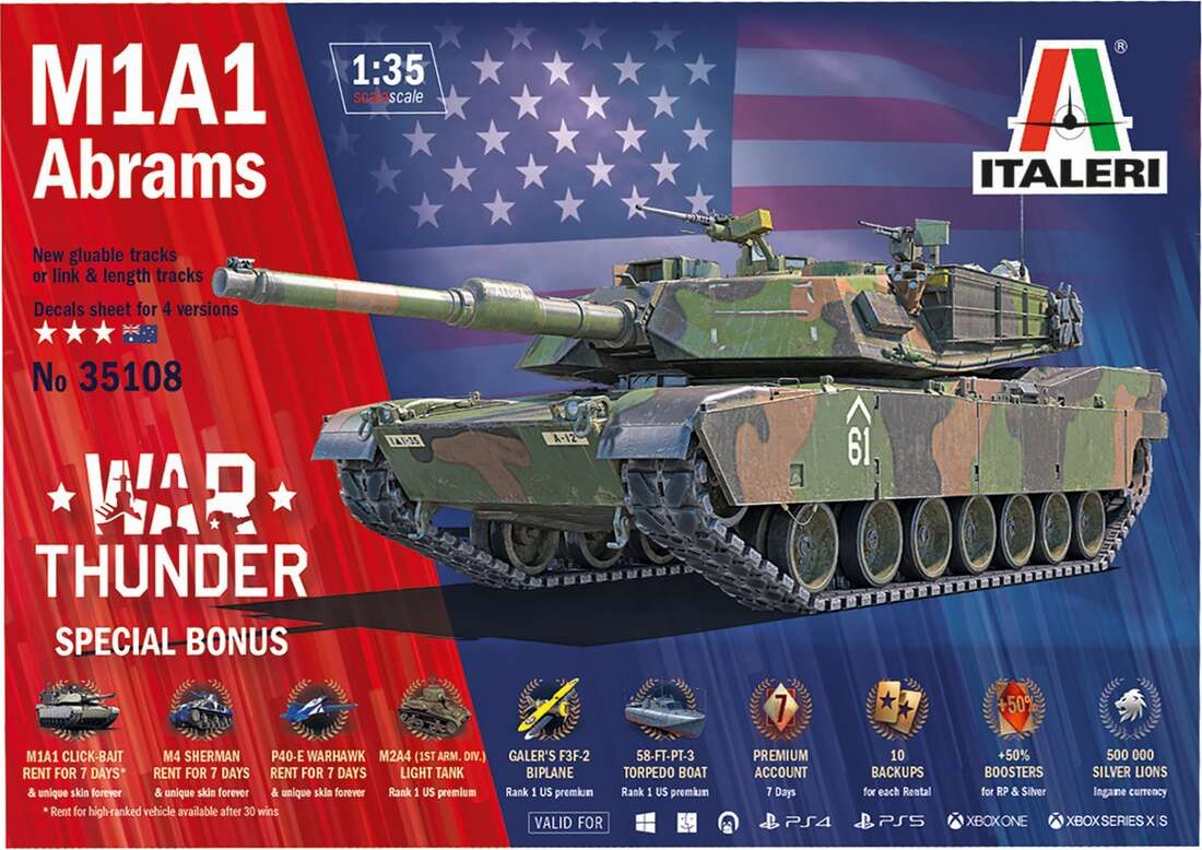 Italeri - M1A1 Abrams War Thunder Byggesæt - 1 35 - 35108
