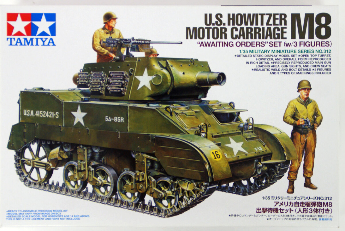 Tamiya - M8 Howitzer Motor Carriage Med 3 Model Figurer Byggesæt - 1 35 -
