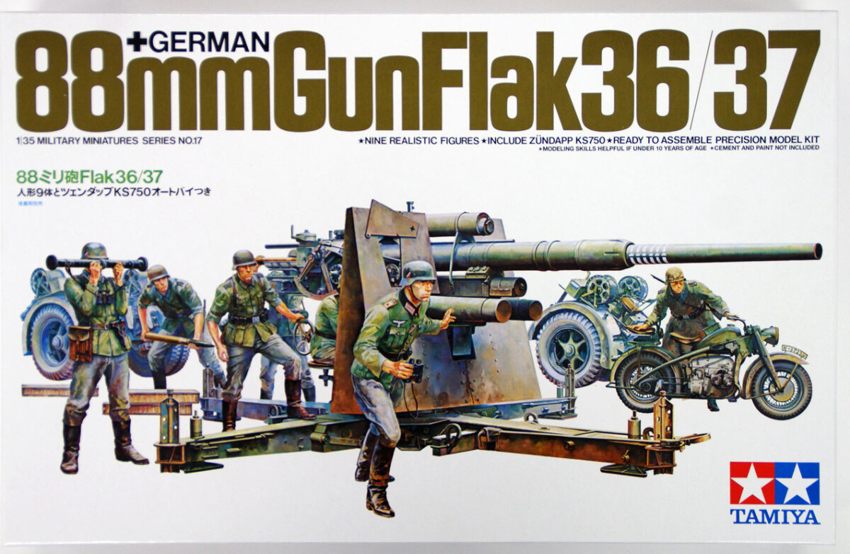 Tamiya - Tysk 88 Mm Flak Kanonstilling Og 9 Figurer - 1 35 - 35017