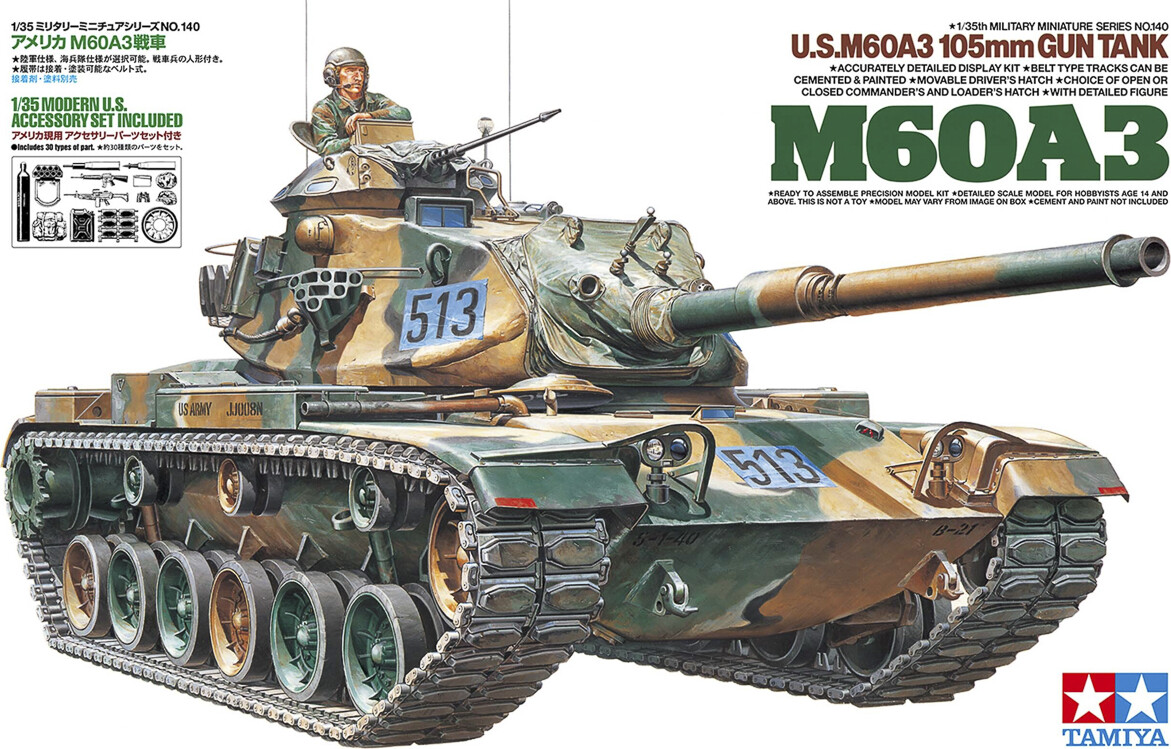 Tamiya 35140 - Us M60A3 105Mm Gun Tank Byggesæt - 1 35