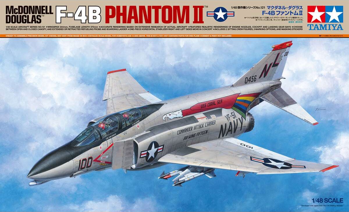 Tamiya - F-4B Phantom Ii Modelfly Byggesæt - 1 48 - 61121